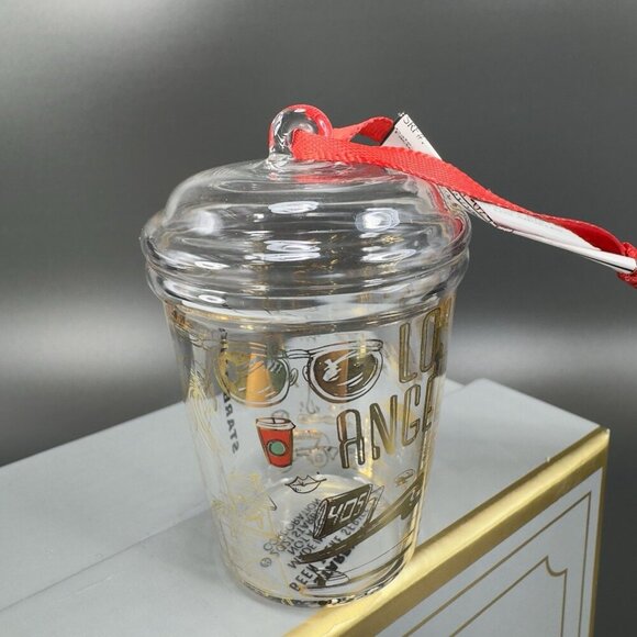 Starbucks Been There Series Glass Holiday Ornament Los Angeles Clear Gold Letter - Picture 11 of 12